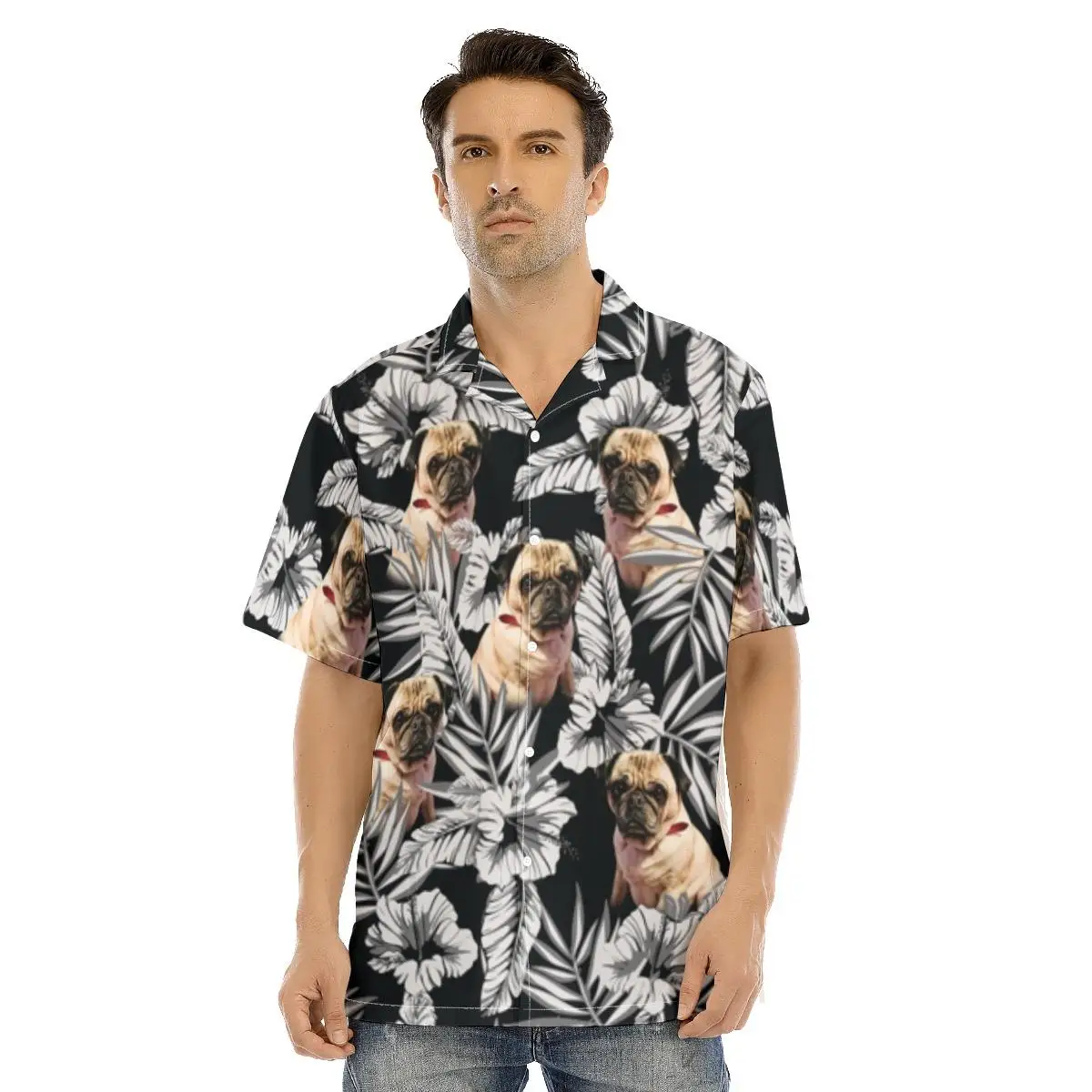 New Hawaiian Shirts Kawaii Pug Printed 3D Tops for Men Button Shirts Summer Vacation Beach for Men And Women