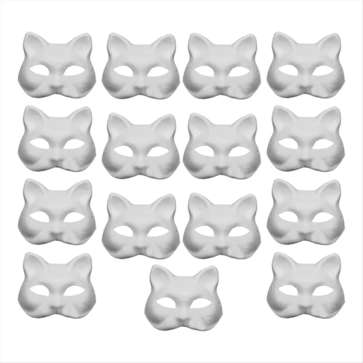 REST 15pcs DIY White Paper Cat Masks with Acrylic Paints - Hand-Painted Personalized Masks for Dance Parties,Celebrations