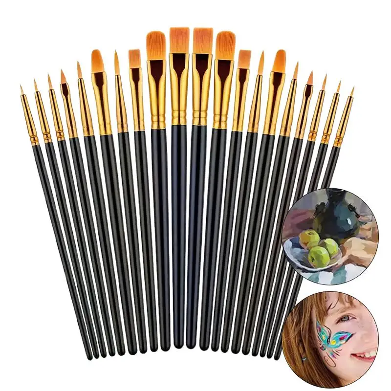 

Detail Painting Brushes Set Professional Round Flat Nylon Hair Watercolor Paint Brush For Kid Students Artists Oil Painting Tool