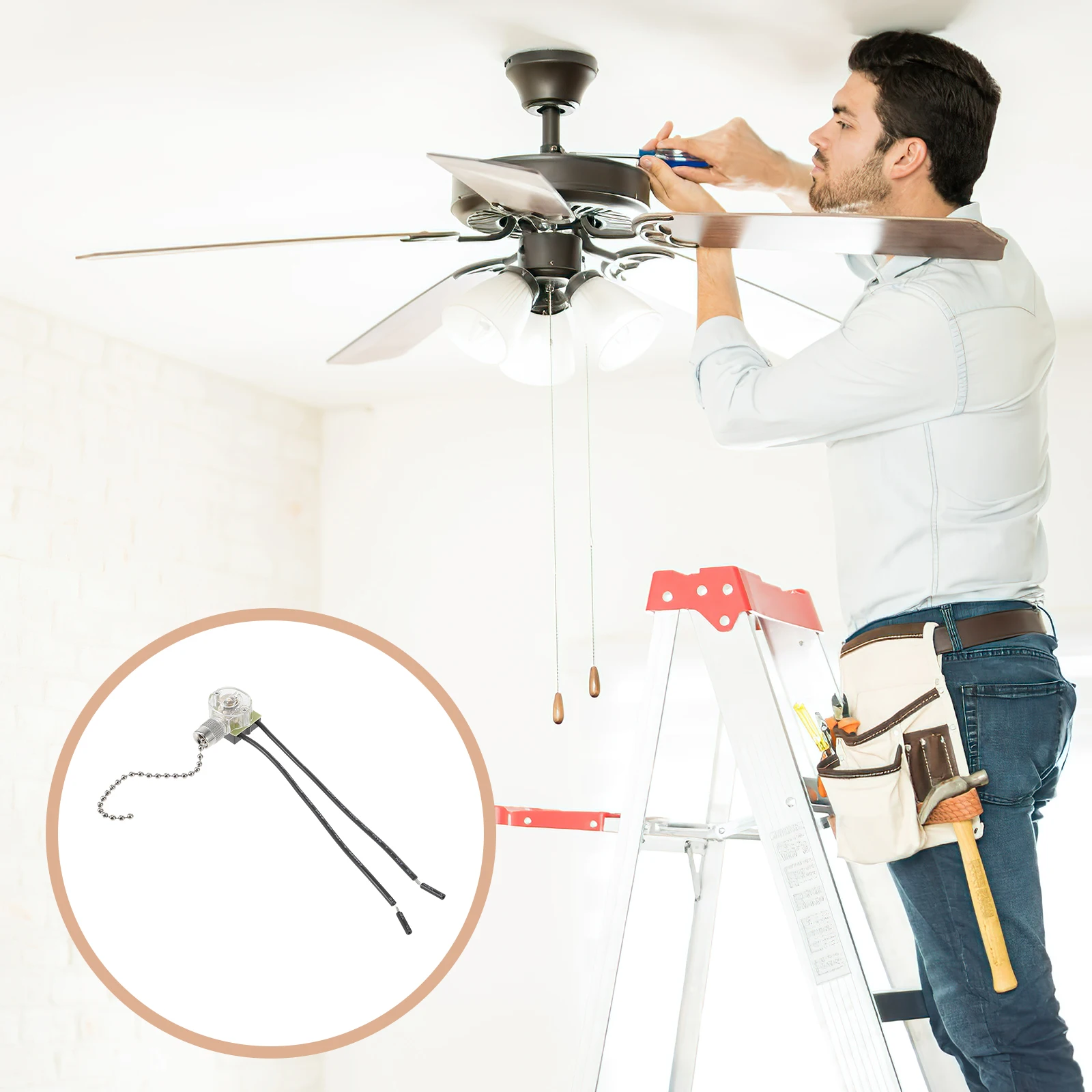 

2pcs Pull 10cm Semi Transparent Fan Pull Chain Chain for Ceiling Fan Lamp Easy Install Two Position Electrical Switch
