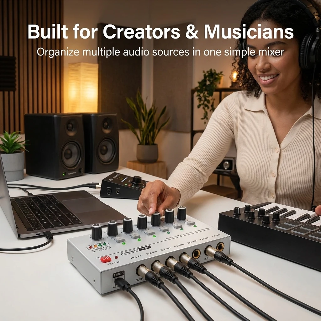 ポータブル超低ノイズラインサウンドミキサー 4/6/8 チャ - Audio Mixer 4 Channel のレビューと価格