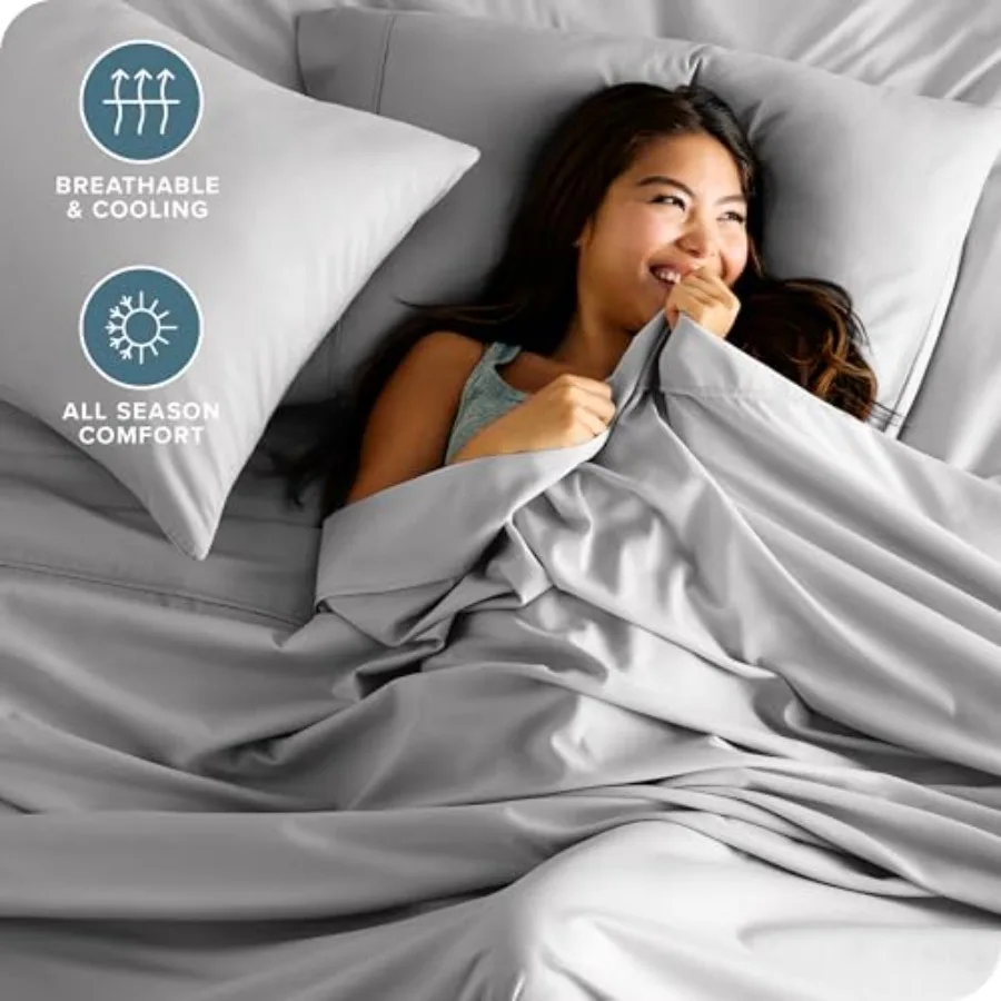 Set lenzuola Twin XL di lusso per uso alberghiero Biancheria da letto extra morbida da 4 pezzi con tasche profonde e design facile da montare Raffreddamento e traspirante F