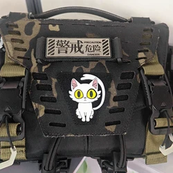Parche metal gato blanco táctico con gancho para chaleco o chaqueta