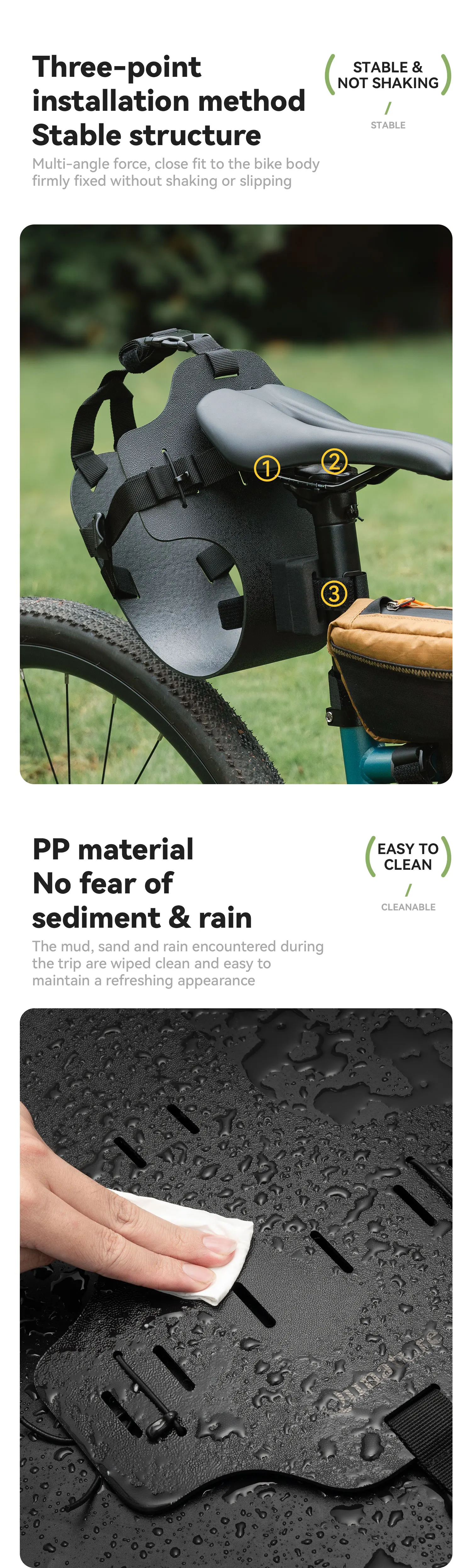 Qunature Bikepacking Packtaschen Wasserdichte Kompressionsbeutel für Rennrad und Mountainbike Leichte Faltbare Touring-Fahrradzubehör – Detail 24