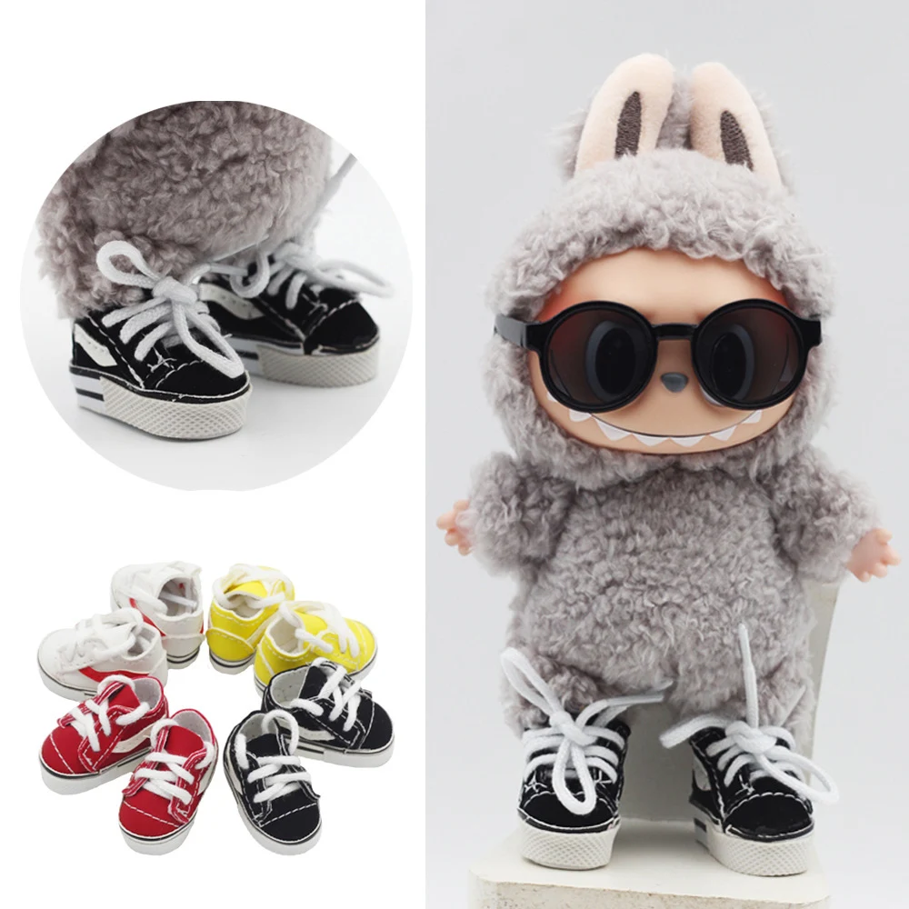 รองเท้าตุ๊กตาอุปกรณ์เสริมตุ๊กตาของเล่นสําหรับ Labubu รองเท้าแฟชั่นรองเท้าผ้าใบลําลองตุ๊กตาอุปกรณ์เสริม
