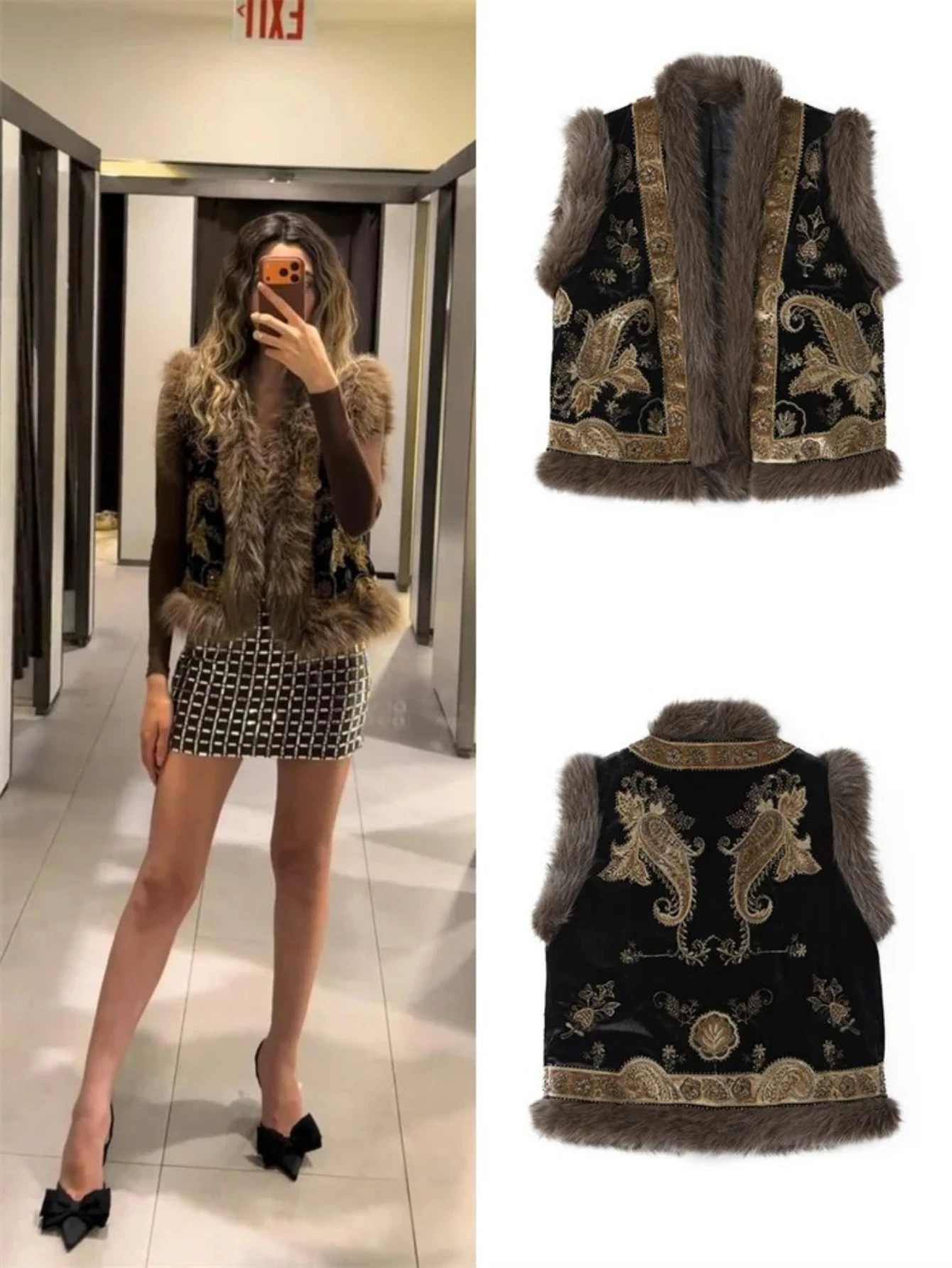 

Embroidery Women 's Vest Coat Elegant Fluffy Sleeveless Thicken Warmer Waistcoat Female 2026 New Spring Jackets Outwears