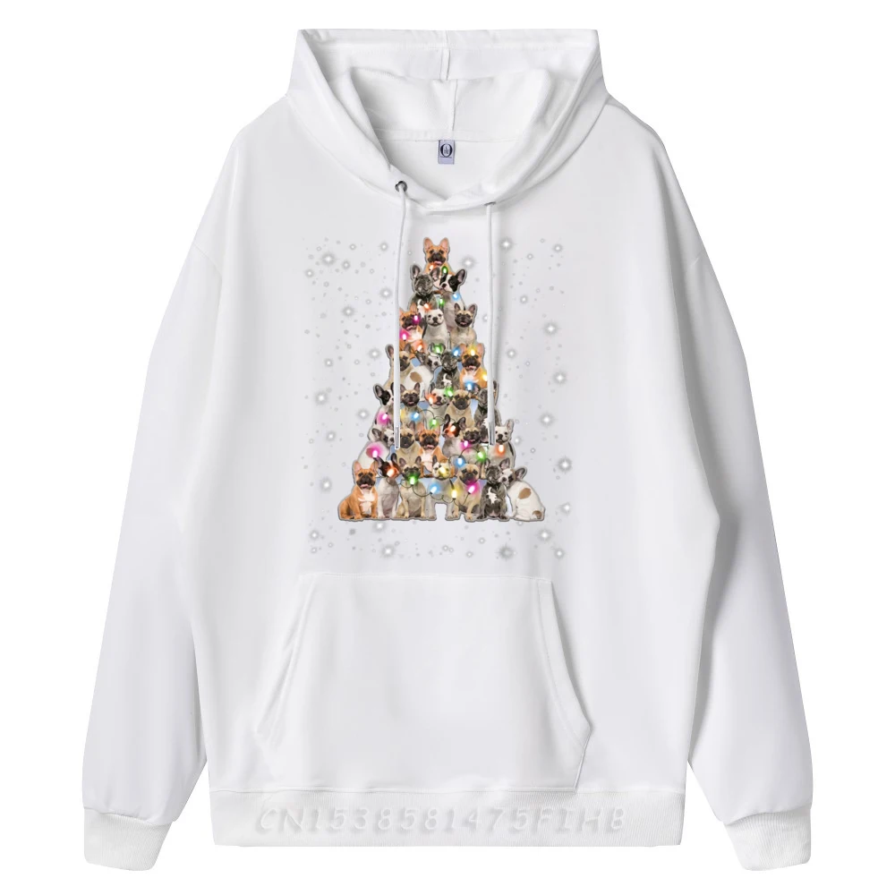 French Bulldog Christmas Tree Funny Dogs Xmas Decorations Pink Graphic Tees Hoodie Valentines Day