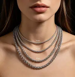 HNSP 316L STAINLESS STEEL TWIST CHAINS NECKLACE FOR Women Waterproof Jewelry Accessories