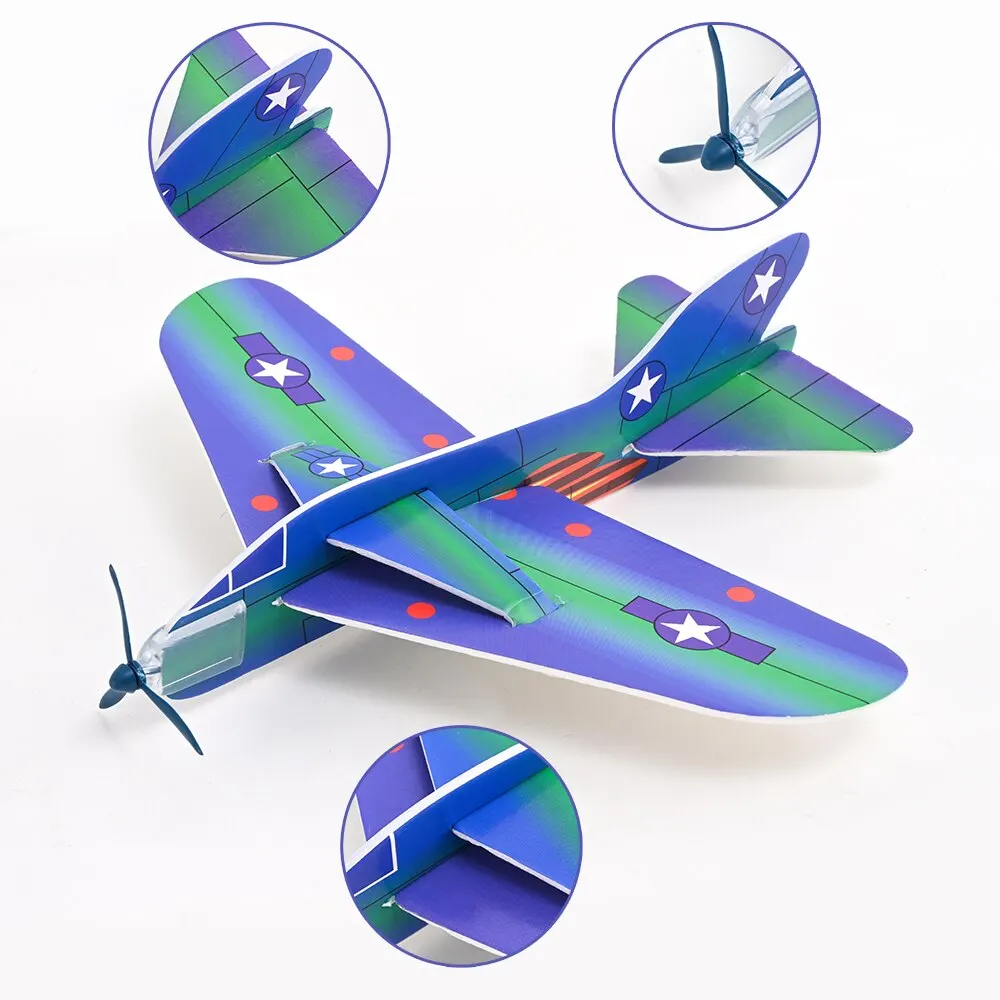 12Pcs Foam Outdoor Hand Thrown Aircraft Gyroplane Aerial Model Throwing Glider Modern Aircraft Fighter