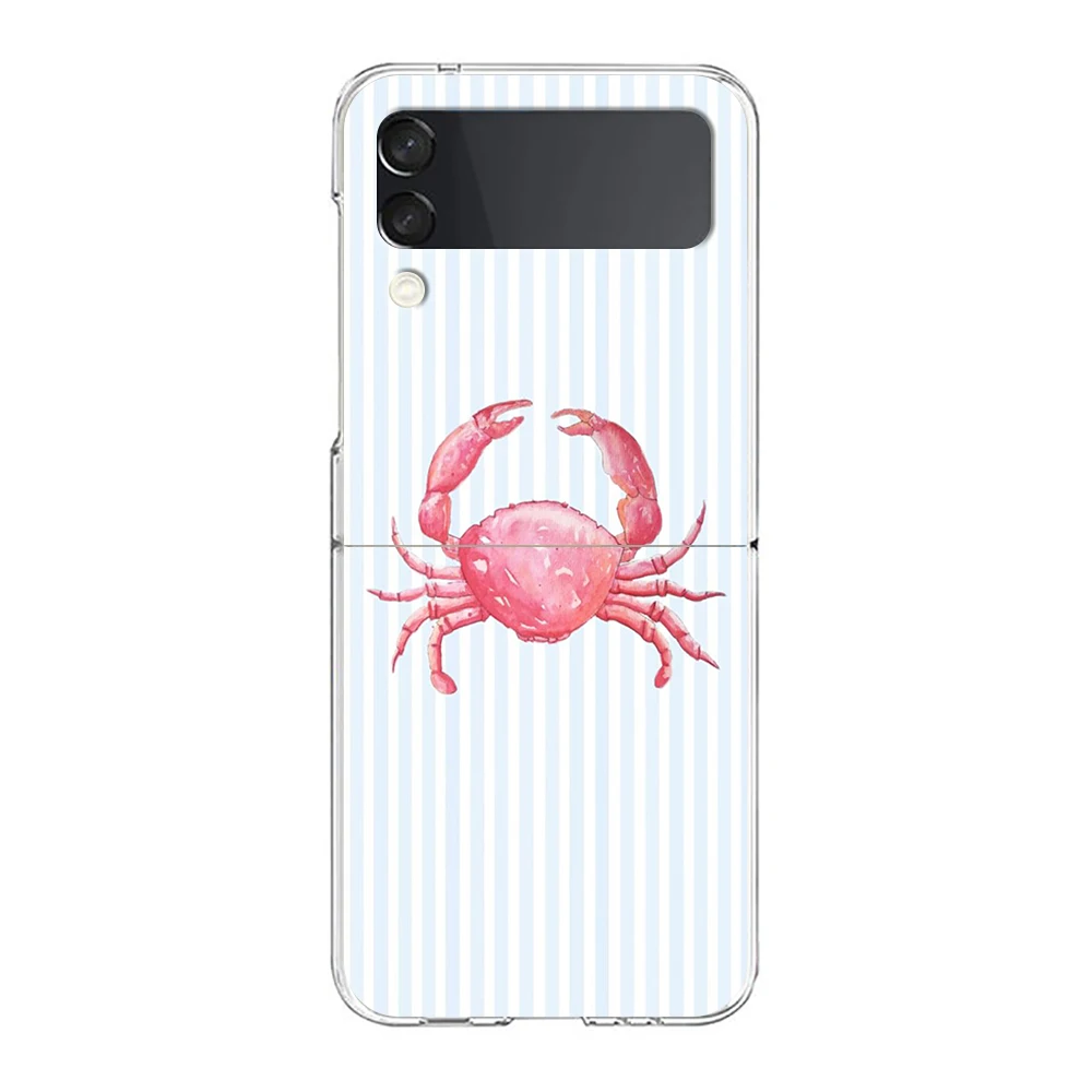 Marine Life, Crabs, Lobsters Phone Cover For Samsung Galaxy Z Flip 7 6 5 4 Case Transparent For Samsung Z Flip 3 Hard PC Shell