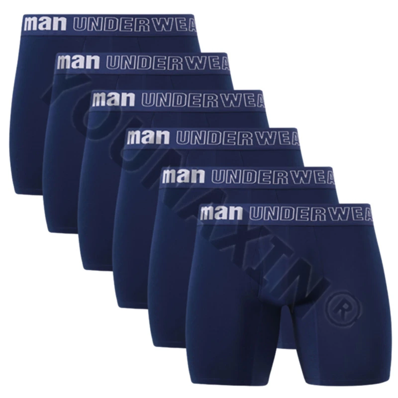 Men's 6 Pack Big Size Sport Boxer Briefs Crotch Opening Long Underwear Plus Size Trunks M L XL 2XL 3XL 4XL 5XL 6XL 7XL YOUNAXIN