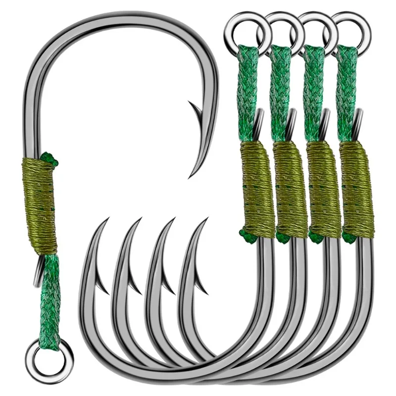 5 Stück/10 Stück, Größe 16–20, Haken mit Widerhaken, hochfester Kohlenstoffstahl, Angelzubehör, silberfarbene Angelhaken, Jigging-Haken.