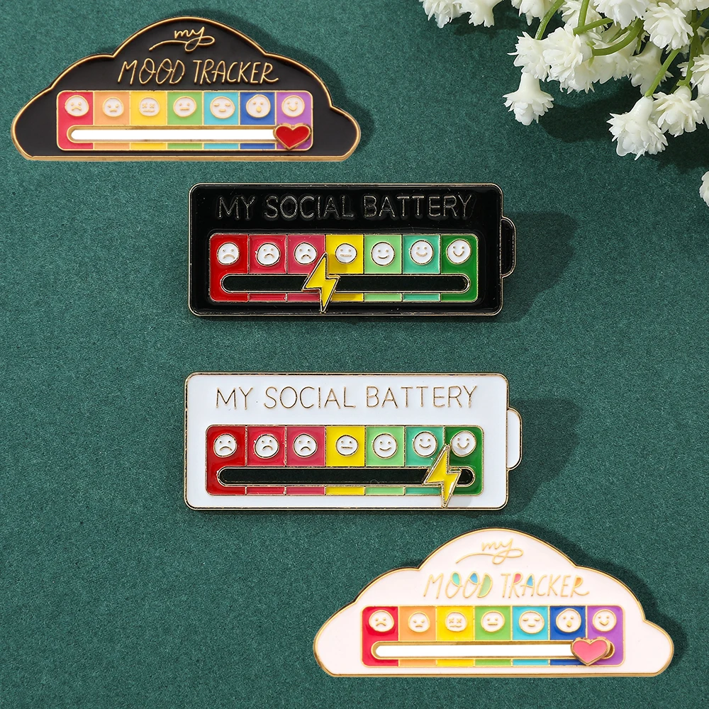 Interaktive Stimmungs-Tracker-Emaille-Pins: Lustige Slider-Broschen für emotionale Stimmung, Reversnadeln für Introverten und psychische Gesundheit – Detail 5