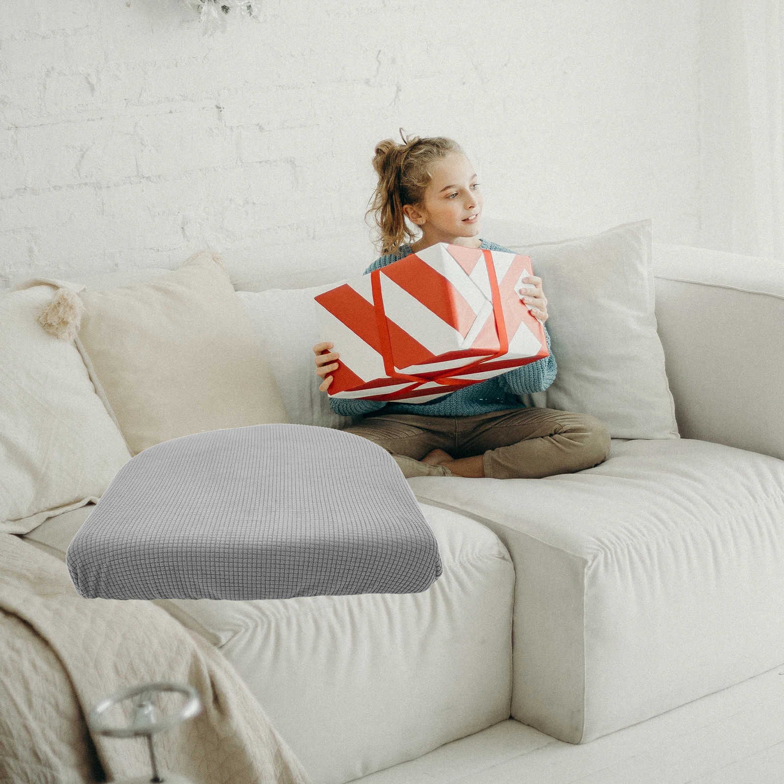 

Jacquard Cushion Covers Elastic Sofa Seat Armchair Pads Protector Waterproof Fits Most Couches