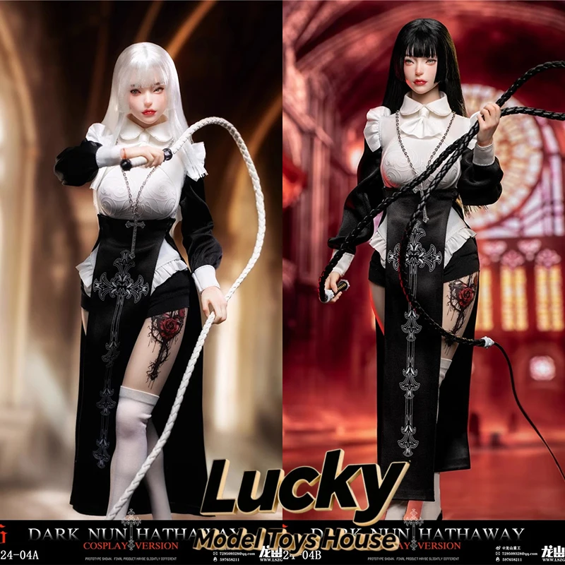 

LS2024-04 1/6 Dark Nun Hathaway Cosplay Female Action Figure Black/White Hair Design 12" Girl Soldier Doll Gifts For Birthday