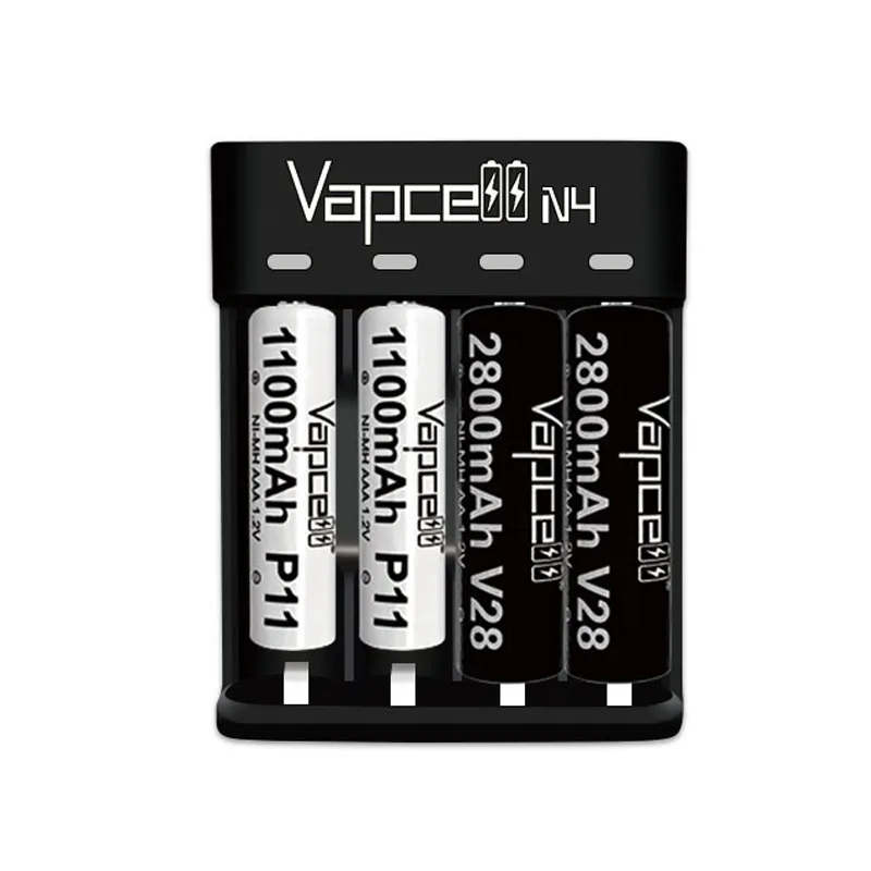 Original Vapcell N4 Charger 4 Slots USB Battery Charger DC 5V 2A For NI-MH NI-CD AA AAA 18650 20700 18350 21700 AA AAA Batteries