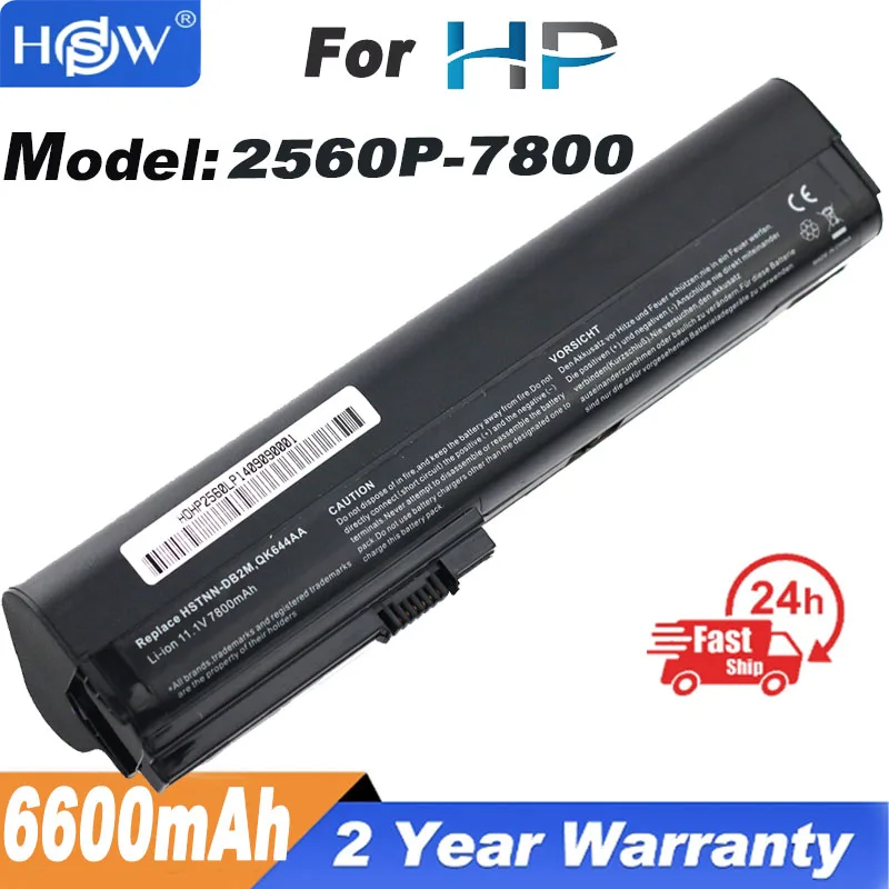 

9cell 6600mAh laptop battery for HP SX06XL,SX09 FOR HP EliteBook 2560p,2570p ,HSTNN-UB2L,QK644AA bateria akku