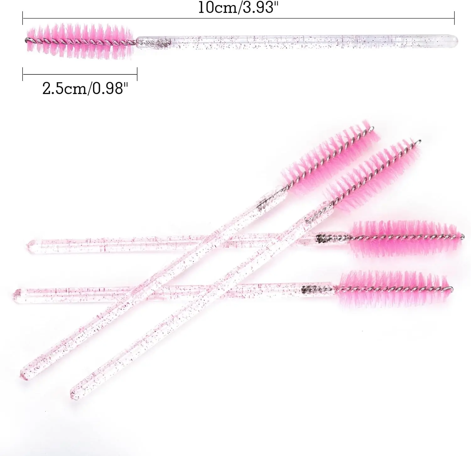 Brosses à cils jetables, bobines de cils roses, baguettes de Mascara en cristal rose, applicateur de brosse d'extension de cils, 100 pièces