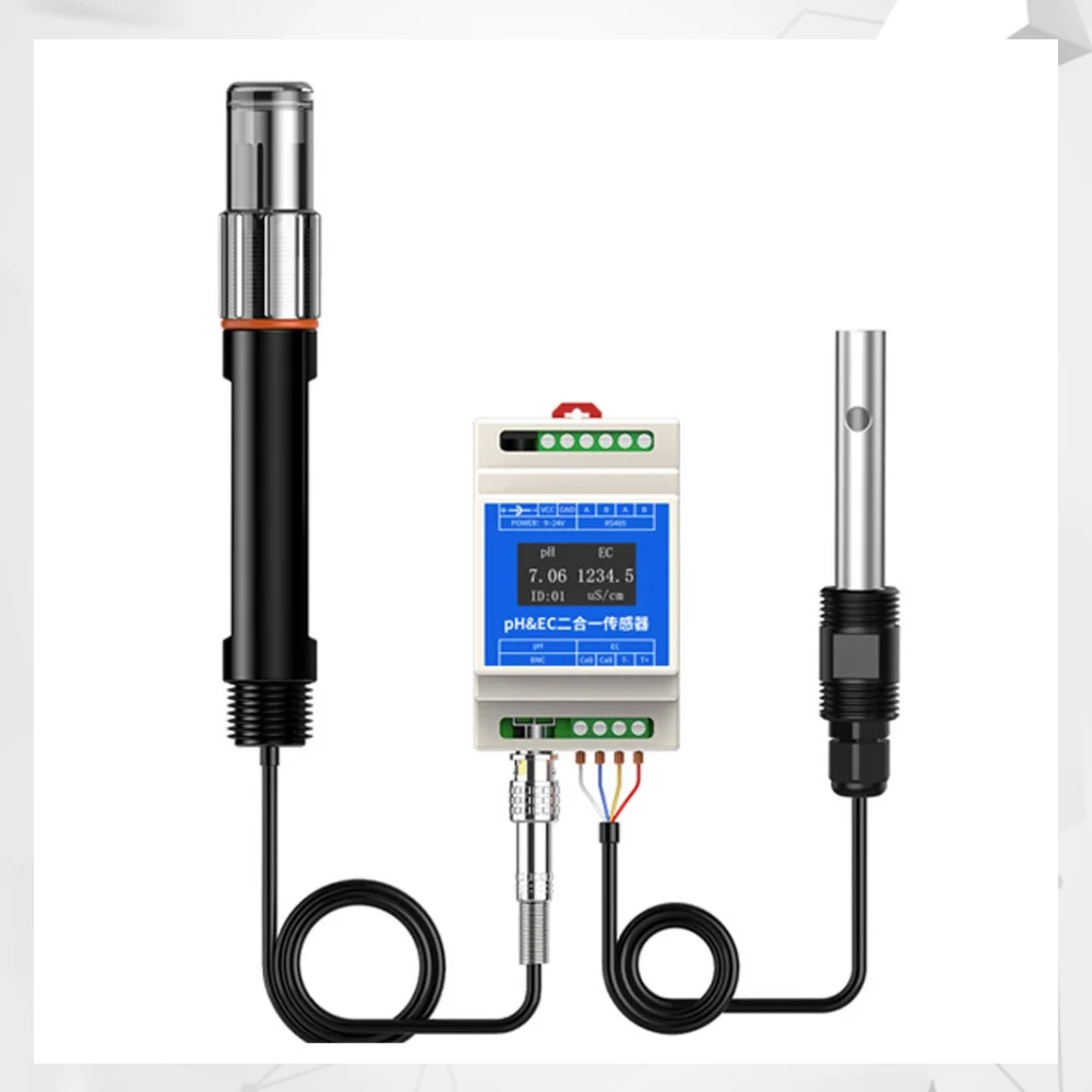 

PH EC Sensor Plastic Stainless Steel Electrode Industrial Sewage Monitor for Agricultural Aquaculture 0-10000uS/cm 0-14ph RS485