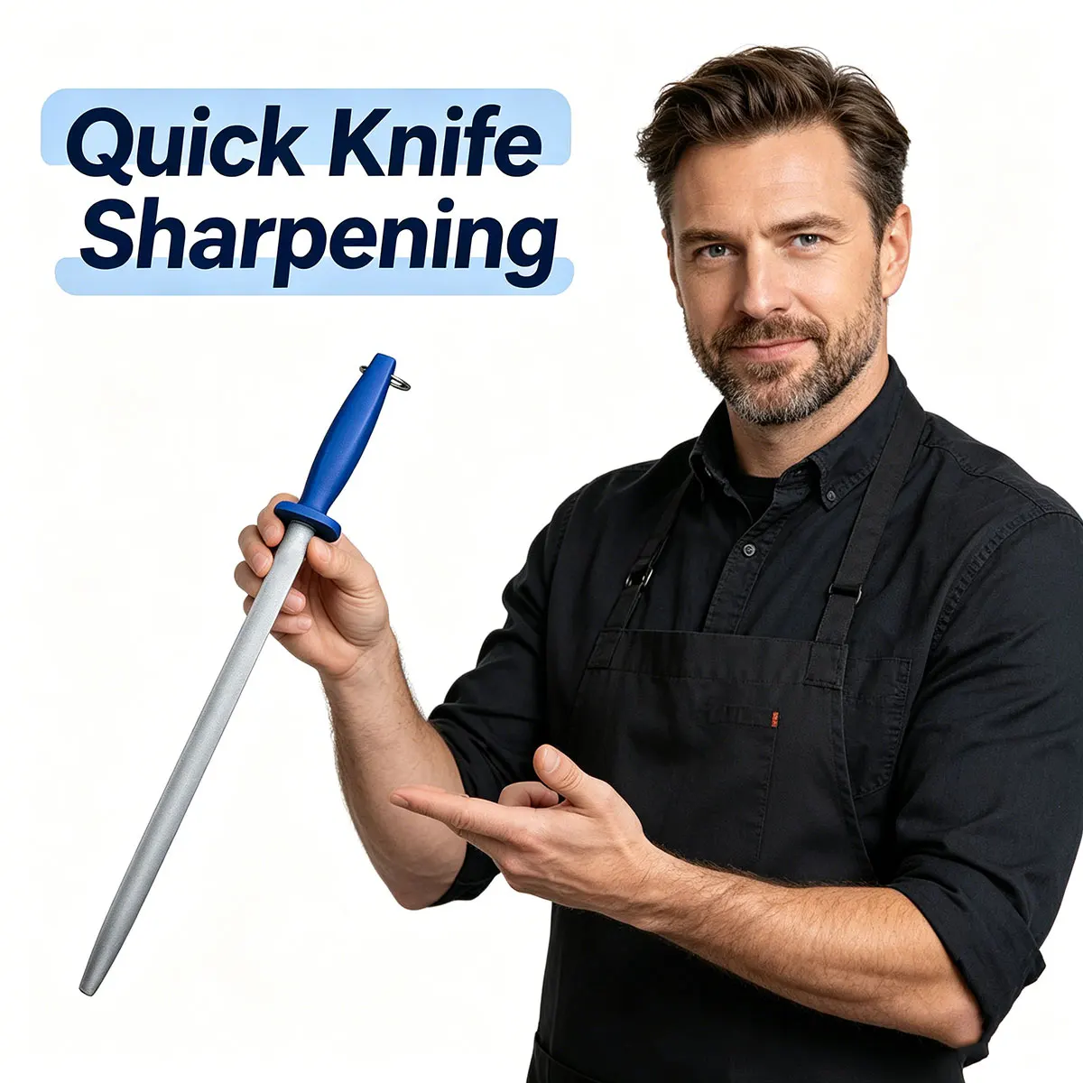 12'' Professional Sharpening Rod Chef Knife Sharpener Honing Steel Bar Kitchen Knife Stainless Steel Sharpening Stick