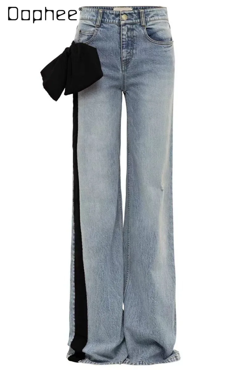 European Station Trendy Fashion Versatile Slim Fit Casual Jeans Commuting Style Trendy High Waist Slim Flared Pants for Women