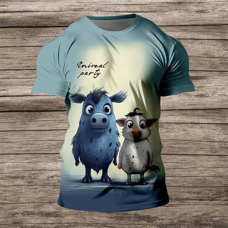 

3D Print Funny Animal Party Men T-shirt Outdoor Daily Quick Dry Breathable Men Clothes Leisure Fashion O-neck Short Sleeve Tops