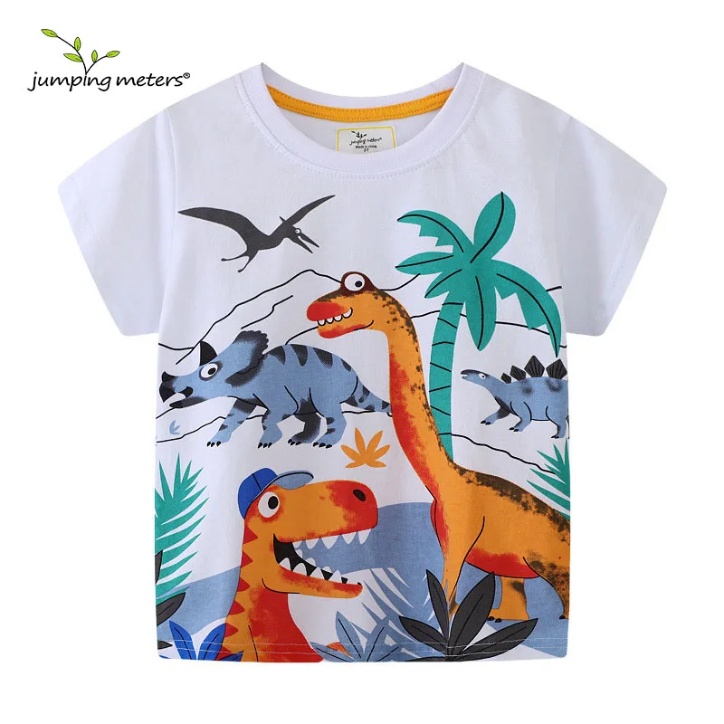 Jumping Meters 2-7T 2025 New Arrival Summer Boys Girls Tees Cartoon Print Kids Tops Cotton Fashion Baby Clothes