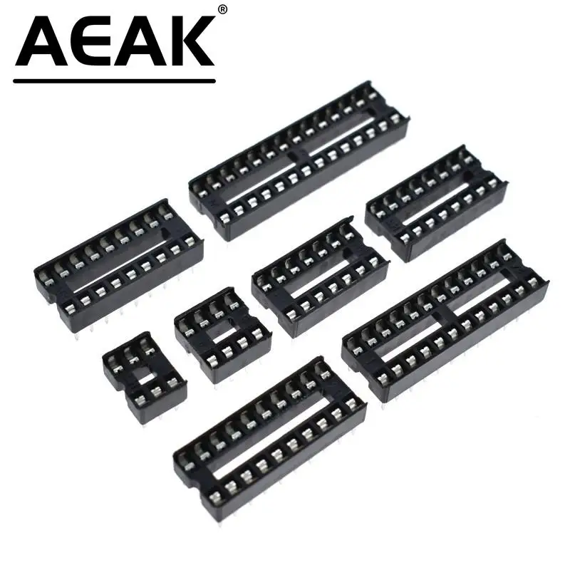 AEAK 66PCS/Lot DIP IC Sockets Adaptor Solder Type Socket Kit 6 8 14 16 18 20 24 28 40 Pin DIP-8 16-Pins DIP8 DIP16 IC Connector