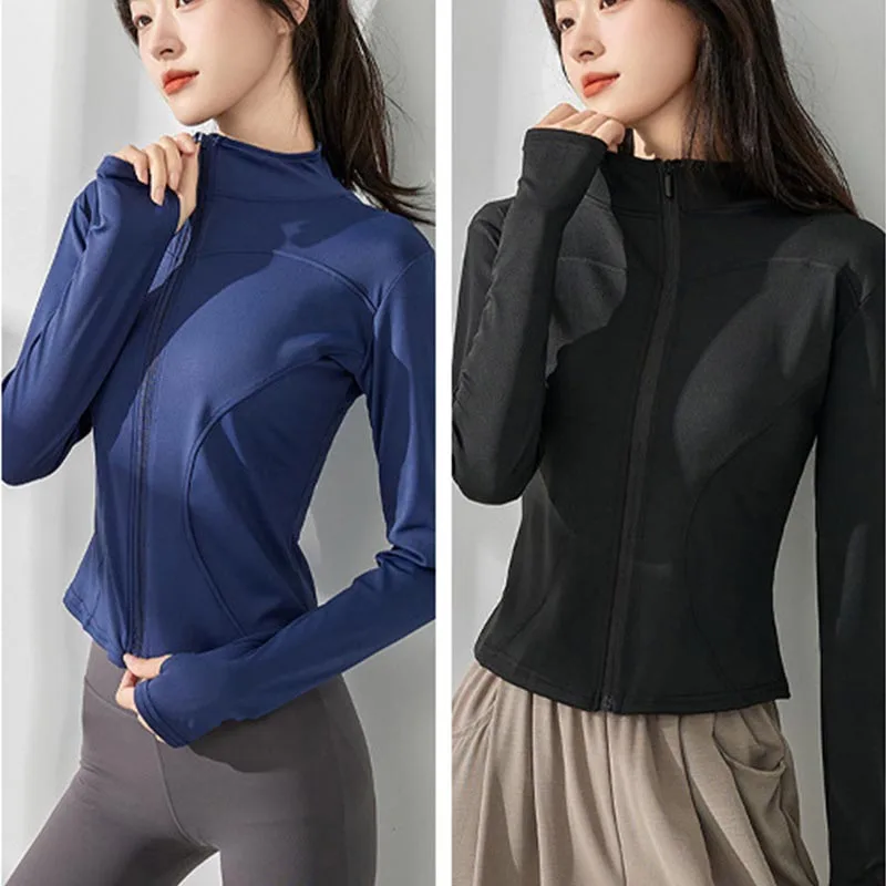 

Long Sleeve Sports Top Women Zip Fitness Yoga Shirt Outdoor Sunscreen Gym Top Activewear Running Coats Workout Clothes Cycling