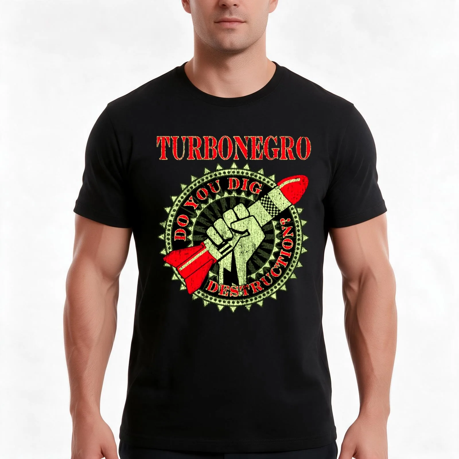 turbonegro logo band rock Classic T-Shirt, Summer Casual Cotton Tee, Oversized Streetwear Tops, Vintage Graphic Print