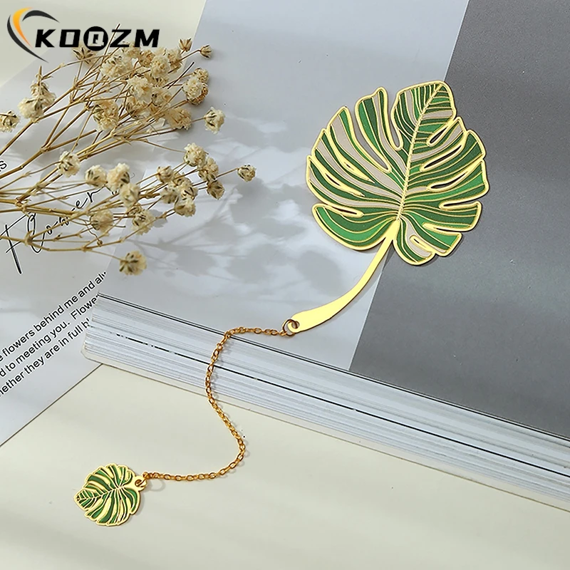 1PC Metel Exquisite Lotus Leaf Vein Metal Bookmark ChineseStyle Creative Bookmarks Tassel Pendant Student Gift School Stationery
