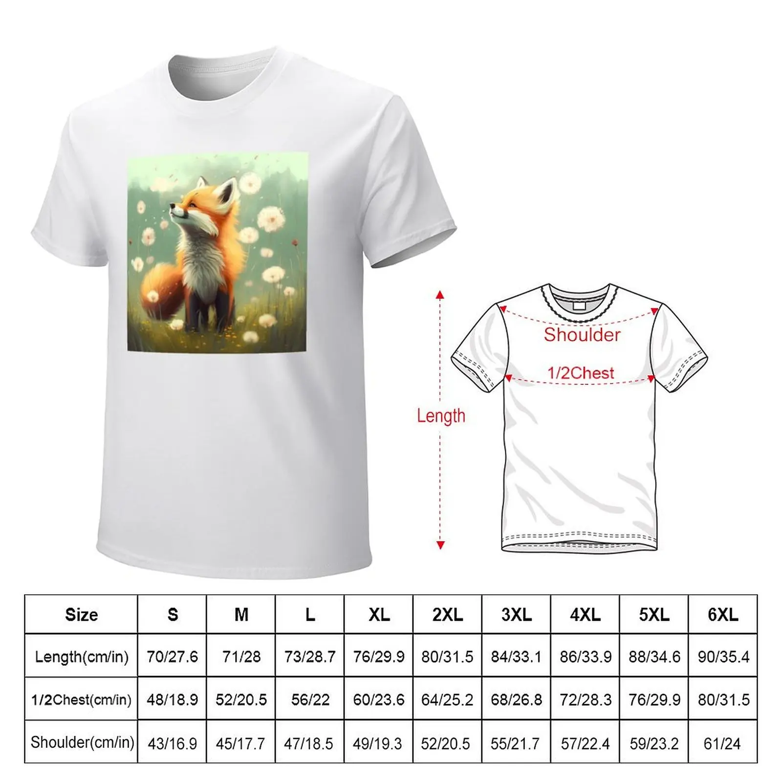 Dandelion Fox Spring T-Shirt summer tops kawaii clothes quick-drying tees clothes for men