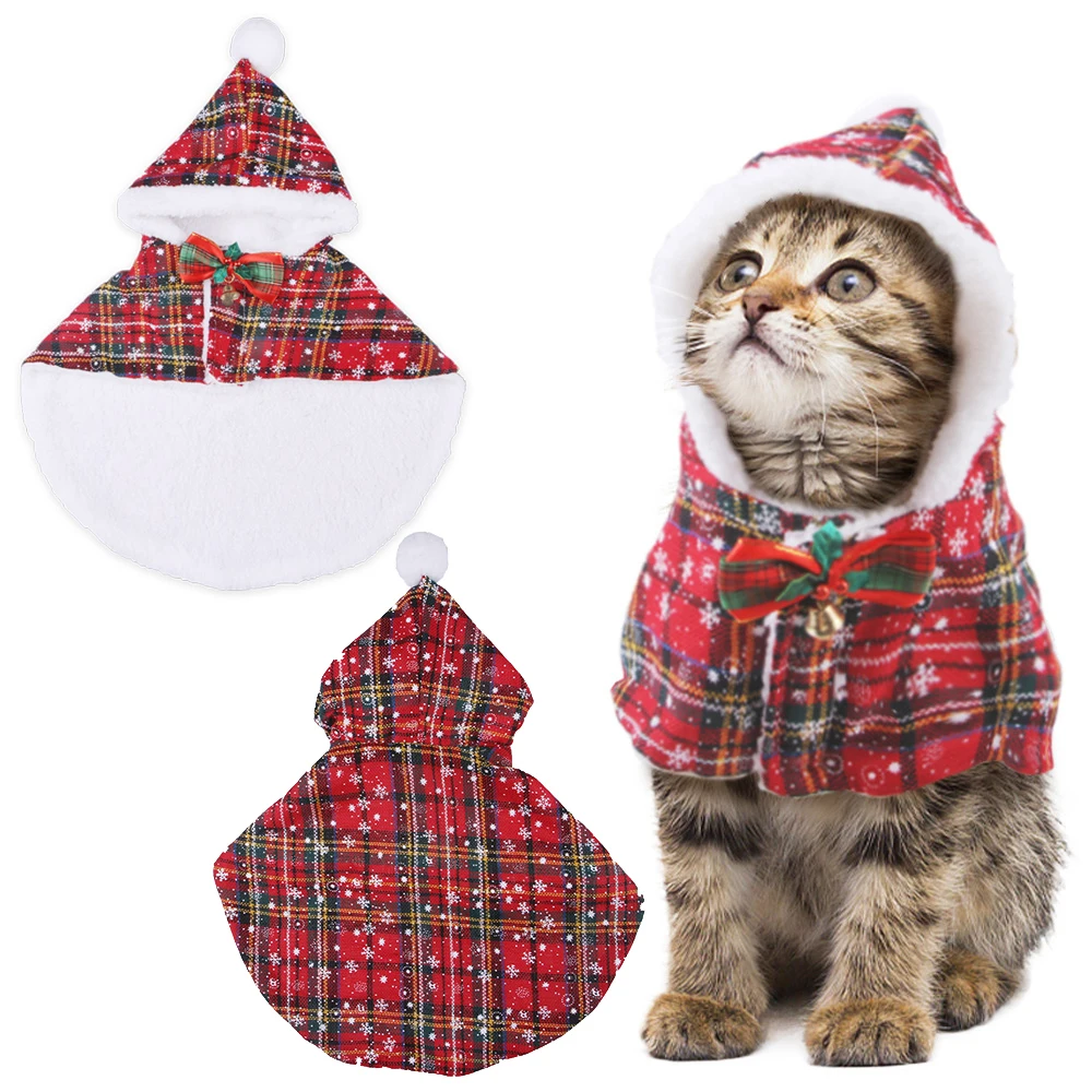 Dog Hooded Cloak Autumn Winter Pet Coat Christmas Cat Cloak Pet Cloak Cute Cat Accessories Dog Clothes For Puppy Chihuahua