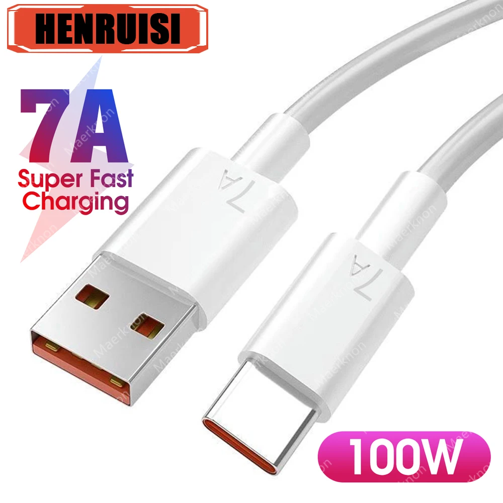 Super Fast 7A 100W Type C USB Charging Cable for Huawei Mate 60 50 Nova 10 Xiaomi Honor Redmi Type-C USB Fast Charing Data Cord