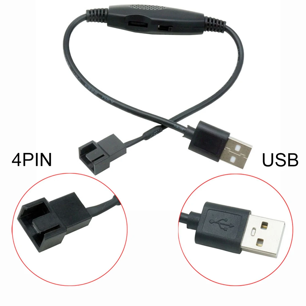 USB to 4Pin PWM 5V USB Sleeved Fan USB to 4Pin Case Fan Adapter Connector Cable Power Adapter Cable Replacement