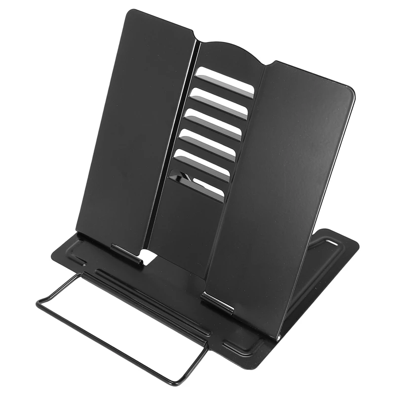 

Desk Book Stand Metal Reading Rest Book Holder Angle Adjustable Stand Document Holder Portable Sturdy Lightweight(Black)