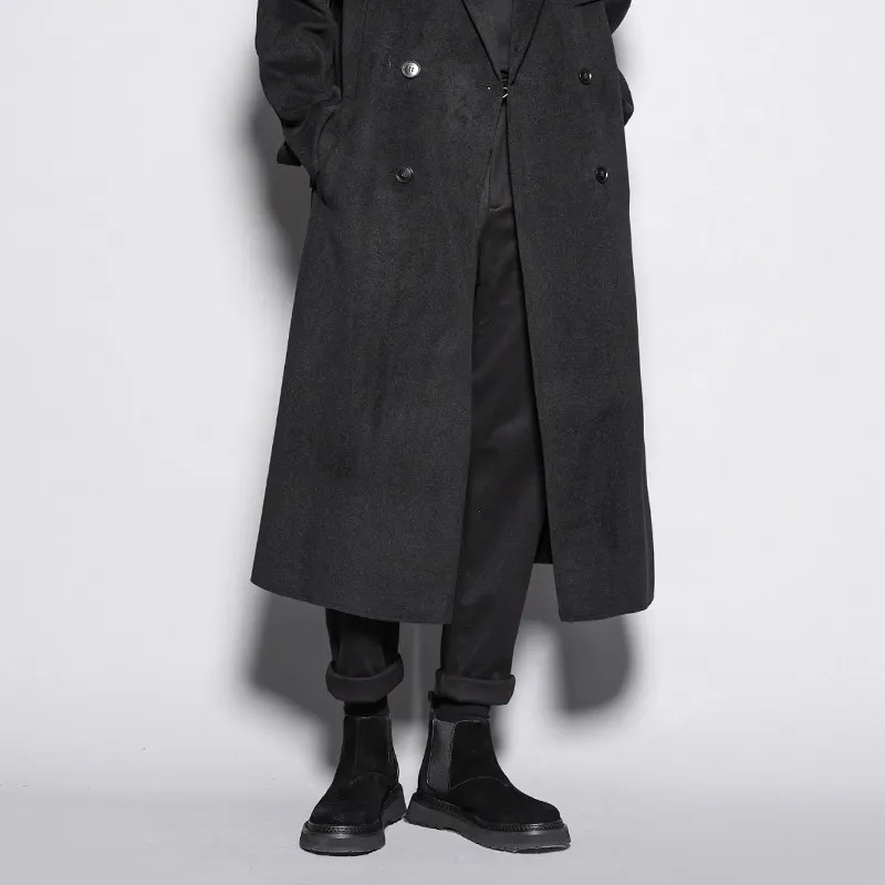 High Quality Textured Woolen British Black Casual Suit Pants Simple All-Match Fashion Tapered Pants