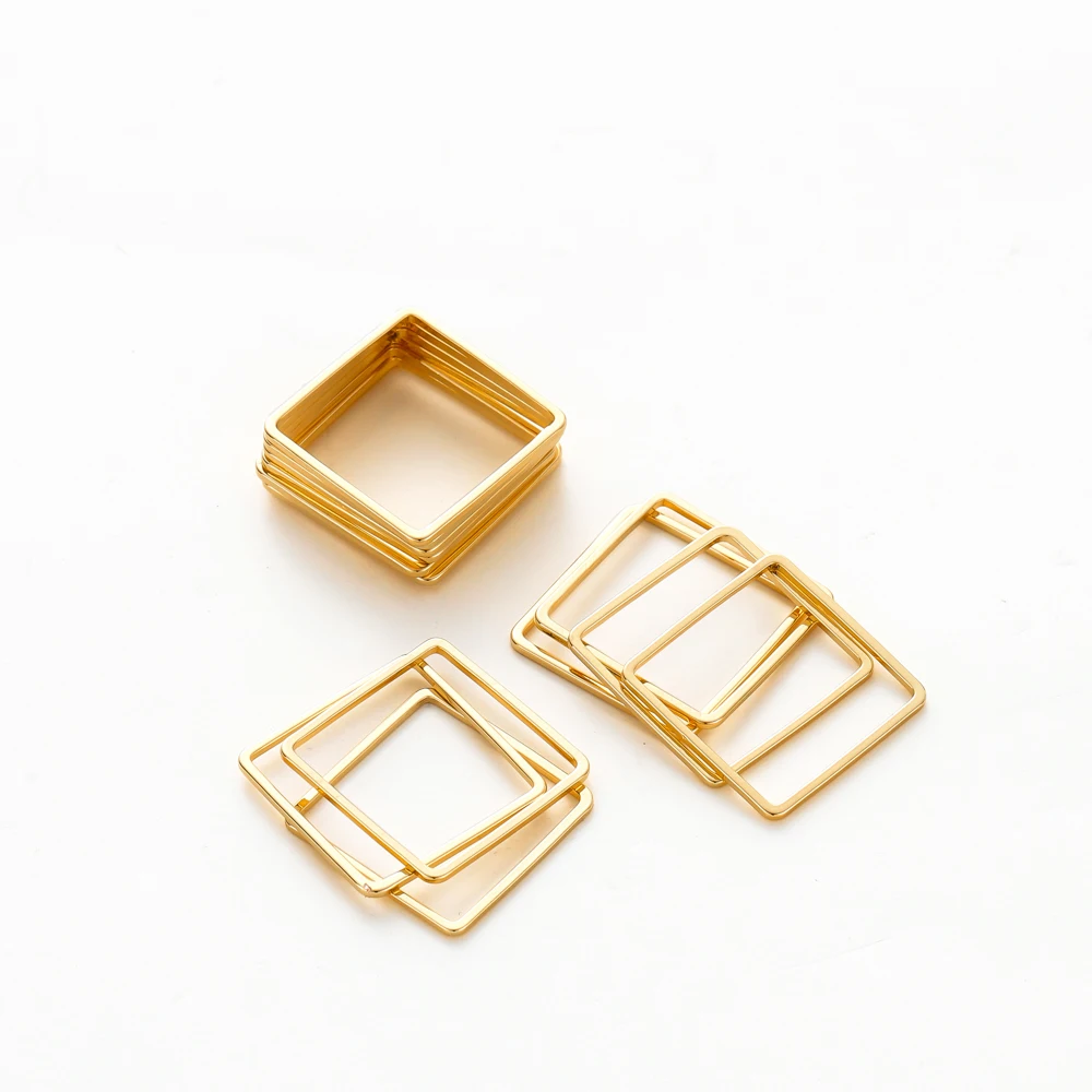 10Pcs 14K/18K Gold Color Plated Brass 20mm Square Hoops Earring Wires Connectors Closed Rings for DIY Jewelry Making Supplies