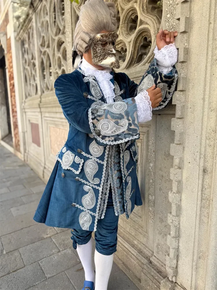 Jaren 1700 Heren Rococo Barok Koning Prins Cosplay Luxe Pak Louis Barbara VI Tijdperk Hof Venetië Baljurk - afbeelding 2
