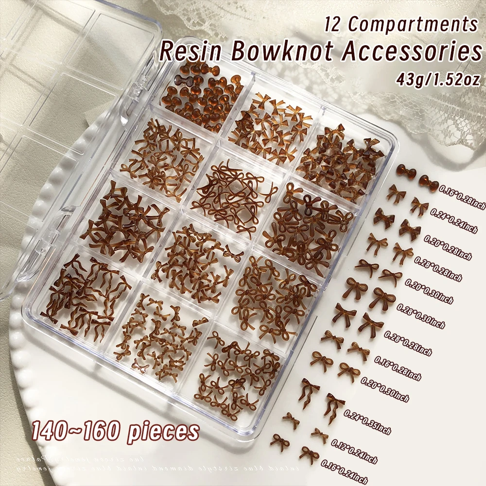 120/140/160 قطعة-12 شبكة ميلارد السلحفاة القوس مسمار سحر 10x11 مللي متر البني/النبيذ الشريط القوس مسمار الفن ديكور DIY أجزاء مانيكير #6