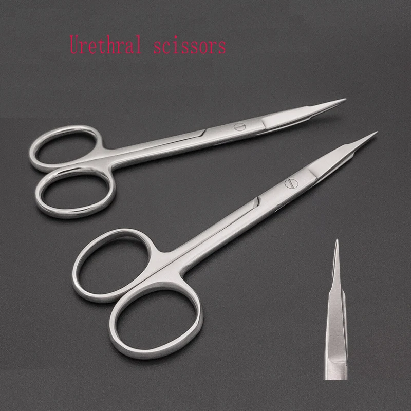 Stainless steel pet surgical instruments, precision urethral scissors, urethral stoma tools, straight end elbows