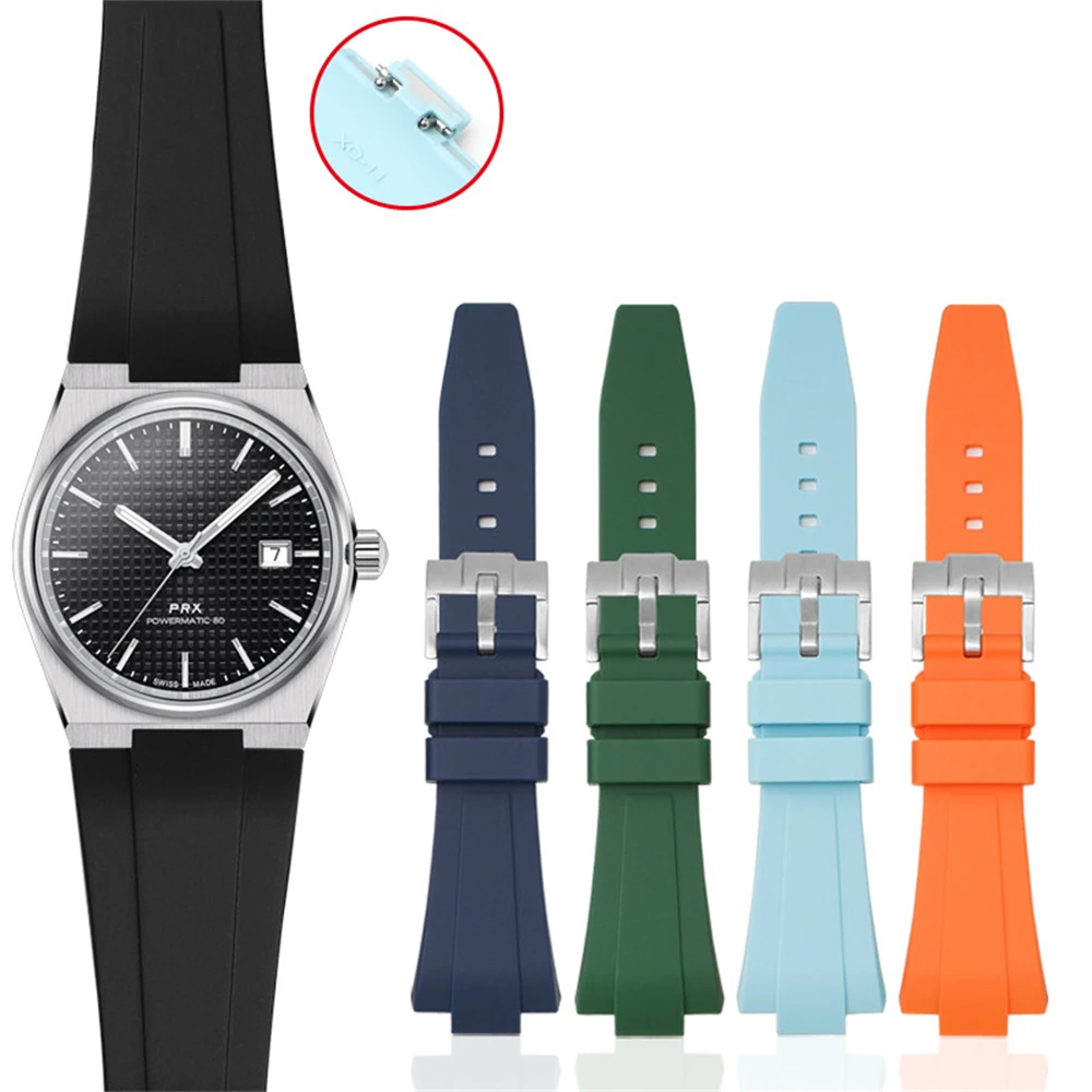 Liquid Silicone Watchband for Tissot PRX series Strap Belt Convex End 12mm Women's 11mm quick release band Bracelet Wrist Strap