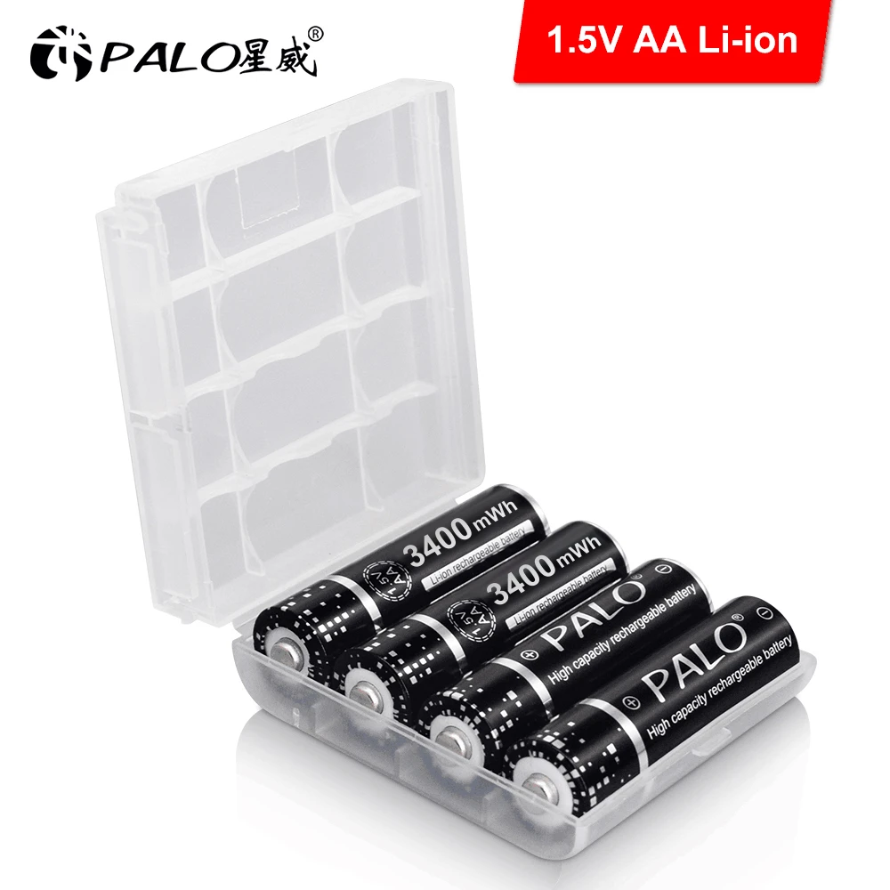 PALO 2-20pcs 1.5V AA Li-ion Rechargeable Battery 3400mWh AA 1.5V Lithium Battery for LED Light Toy Placement Battery Camera MP3