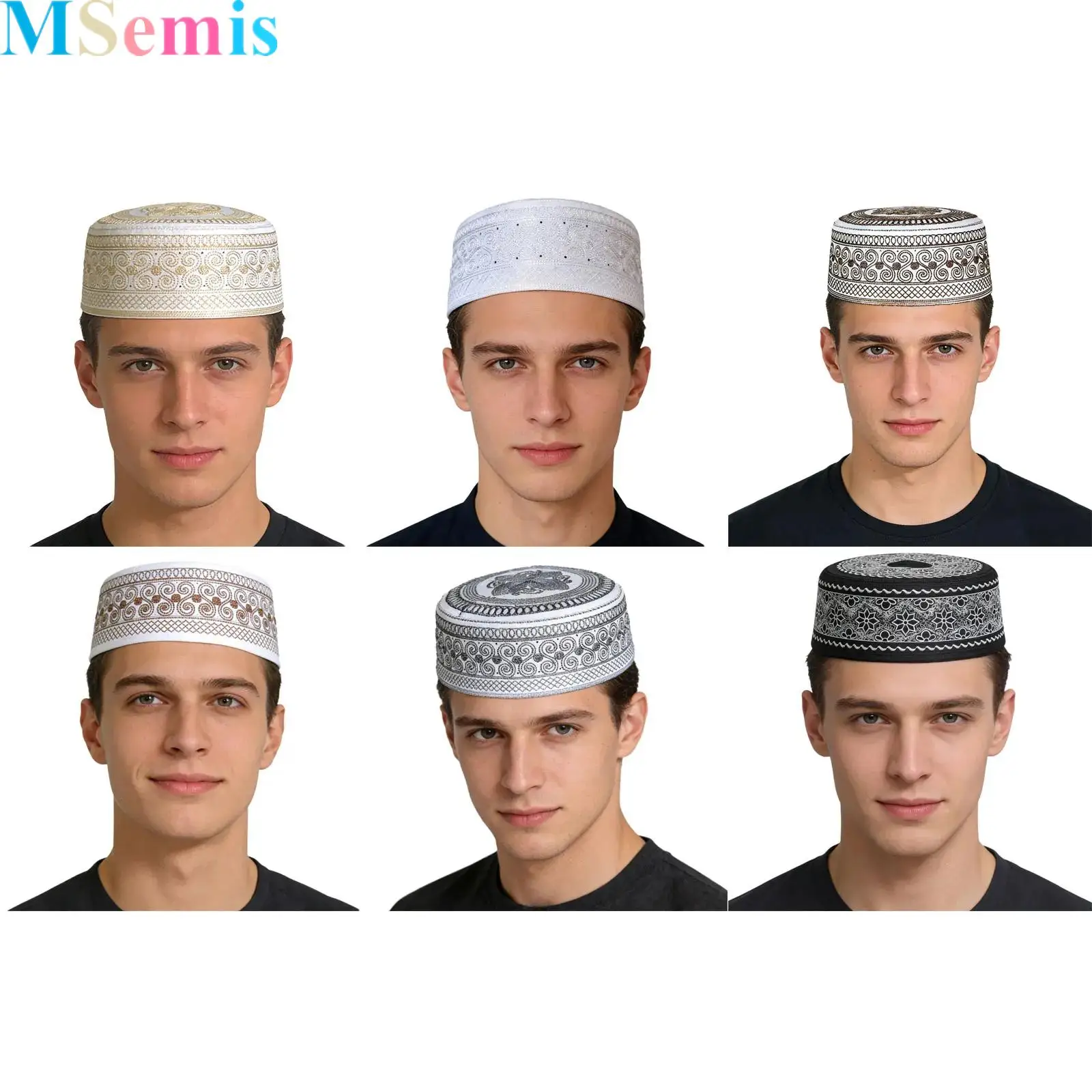 

1Pcs Men Muslim Prayer Hat Prayer Headwear Cap Beanie Skull Cap Delicate Embroidery Flat Hat Namaz Ceremonies Daily Wear