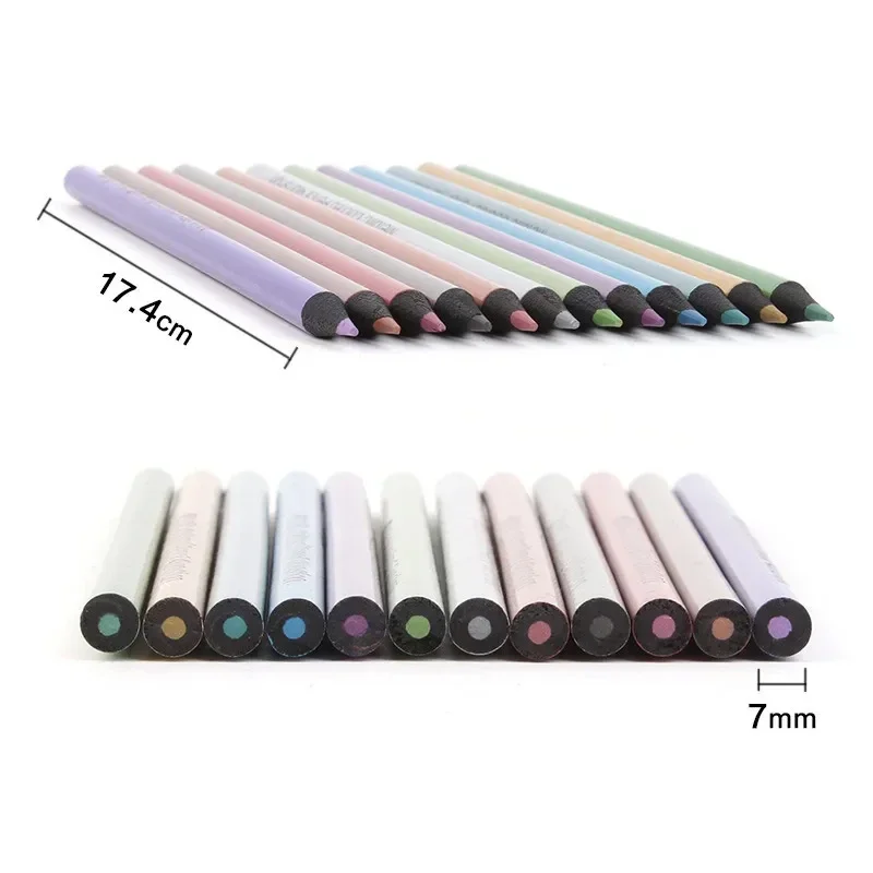 Professional 12Pcs Metallic Colored Pencils Black Wood 3.0mm Lead Set For Artist Painting Drawing School Art Sketch Stationery