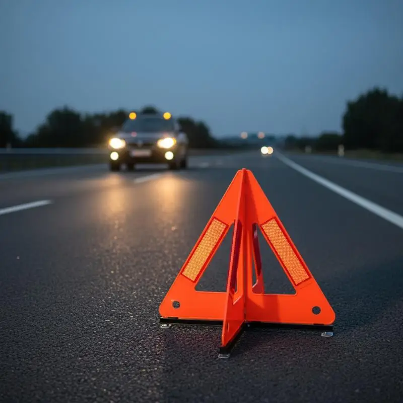Reflective Triangle Warning Sign Red Tripod Folded Stop Sign Emergency Breakdown Triangle Warning Tool Cars Stop Sign