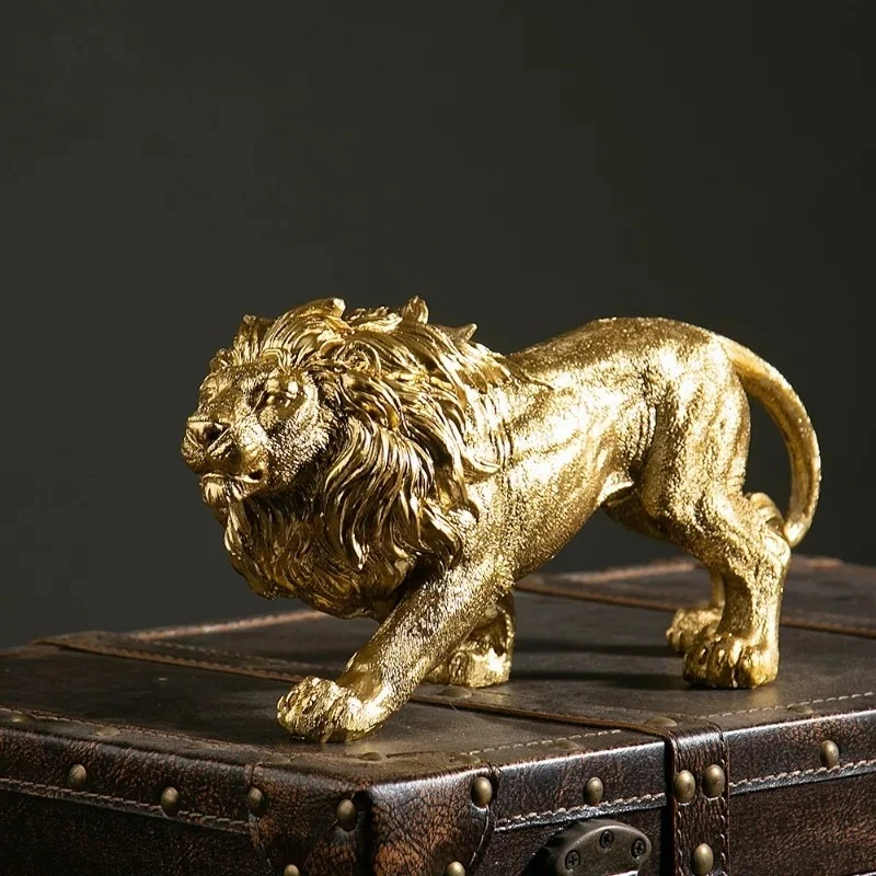 New Chinese Lion Crafts Mighty Lion Resin Ornament Home and Living Room Decorations Animal Desktop Ornament Birthday Gift
