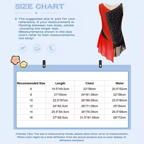 Kids Girls Figure Skating Rhythmic Gymnastics Leotard Dress Asymmetrical Split Shiny Rhinestones Contrast Color Dress Ballerina - Image 6