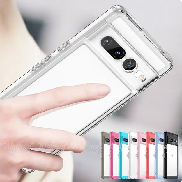 For Google Pixel 7 Pro Case Silicone Clear Border Shockproof TPU Capa Google Pixel 8 Pro 8A 7 Pro 7A 6A Case Phone Protector