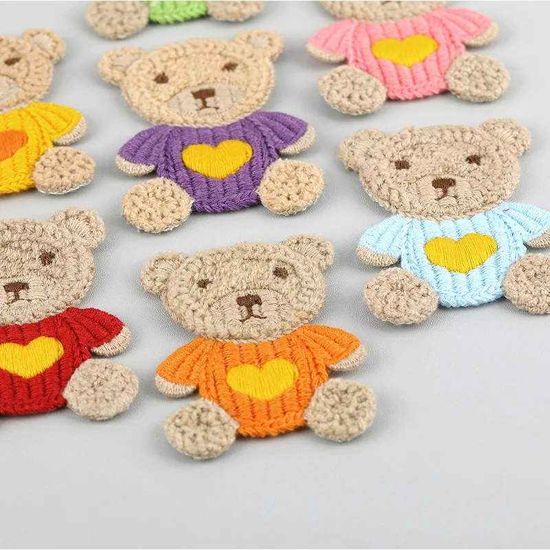 10 Stück 4,8*6,5cm Cartoon-Stickerei-Bären-Applikationen für DIY-Kopfbedeckungen, Haarspangen, Bastelarbeiten, Dekoration, Kleidung, Aufnäher, Accessoires – Detail 10